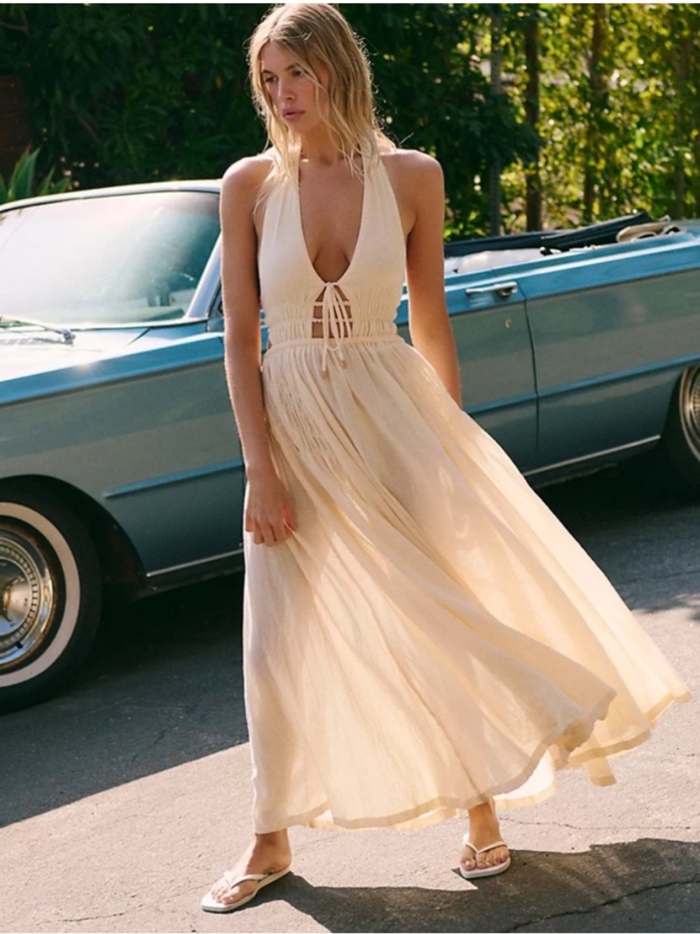 Free People Cream Halter ‘Angel Maxi Dress’ Small